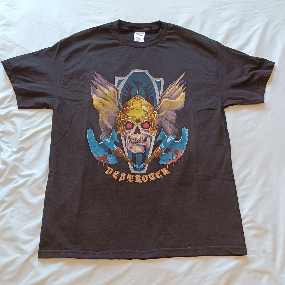 Vintage Y2K Tennessee River "Destroyer" Viking Skull Black T-Shirt Adult L